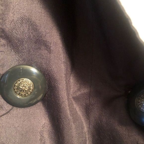 Rain Shredder Vintage Metallic hooded Double Button Up Trench Coat - Picture 3 of 8